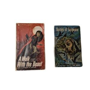 Vintage Scary Story Book Lot of 2: A Walk With The Beast & Stories of Suspense
